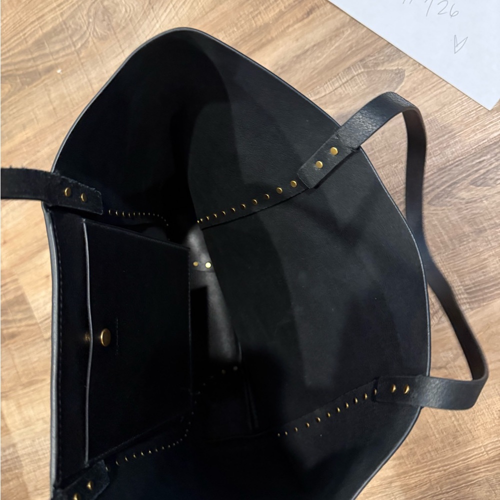 Madewell Black Tote with Gold Stud Trim - Picture 3 of 3